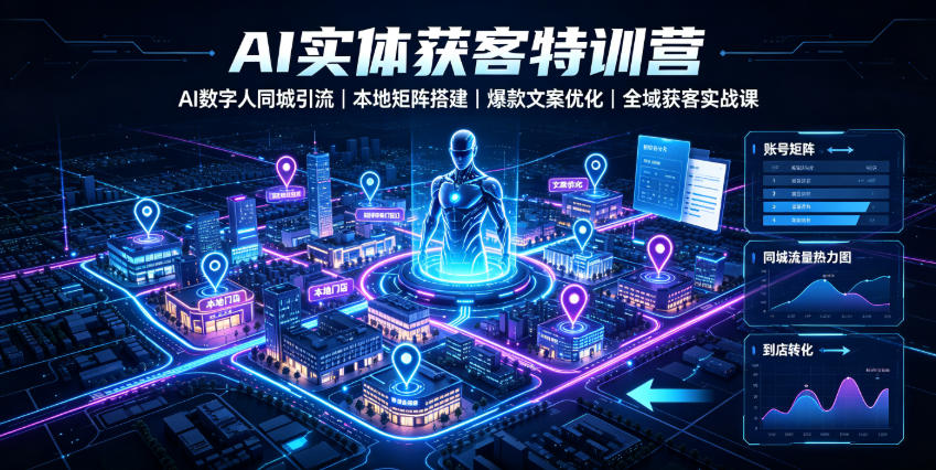 AI实体获客特训营｜AI数字人同城引流、本地矩阵搭建、爆款文案优化全域获客实战课-吾爱云课堂