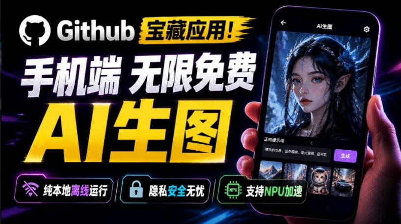 Github宝藏应用！手机端无限免费AI生图，纯本地离线运行，支持NPU加速斩获3.1k stars，local-dream-吾爱云课堂