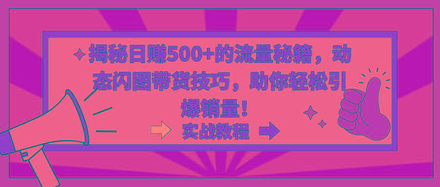 揭秘日赚500+的流量秘籍,动态闪图带货技巧,助你轻松引爆销量!-吾爱云课堂
