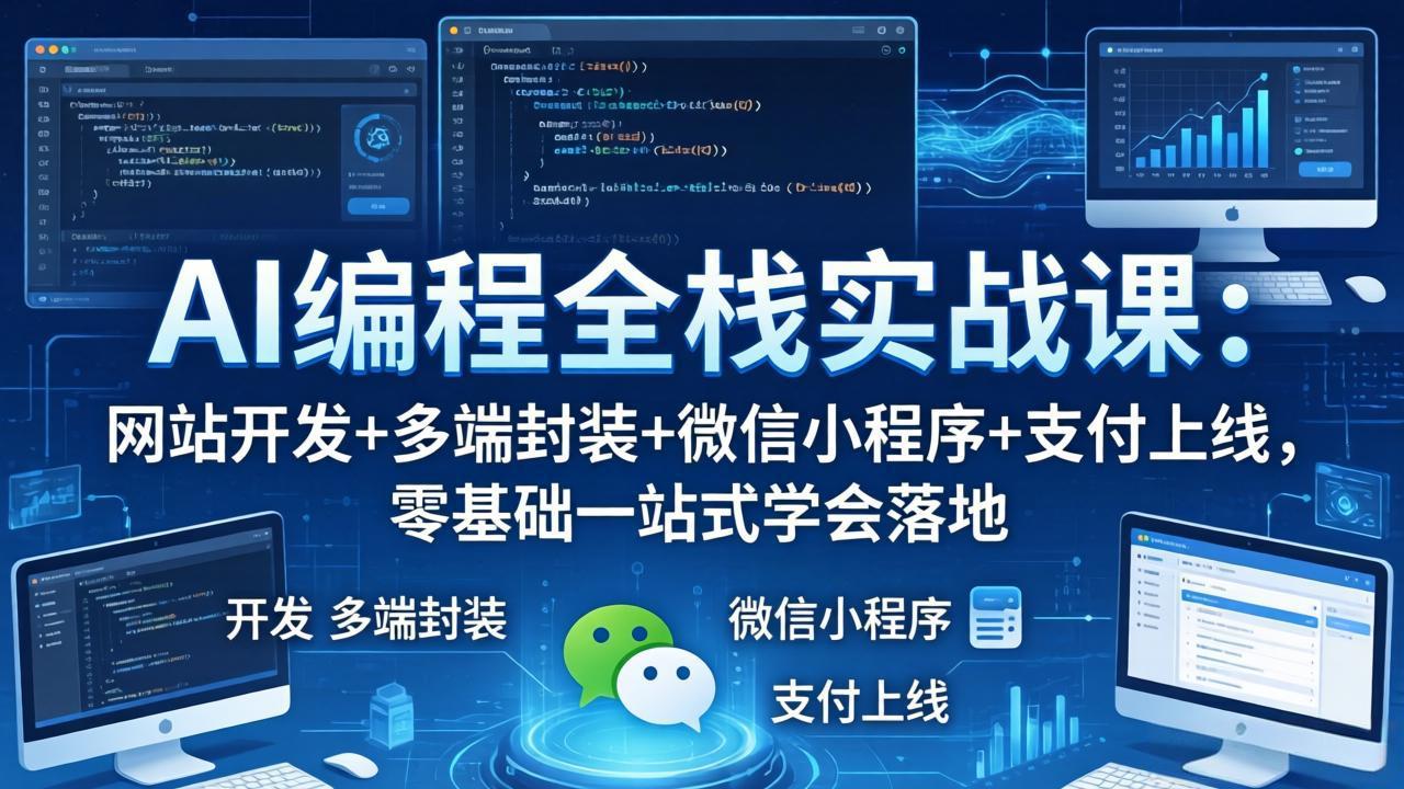 AI编程全栈实战课：网站开发+多端封装+微信小程序+支付上线，零基础一站式学会落地-吾爱云课堂