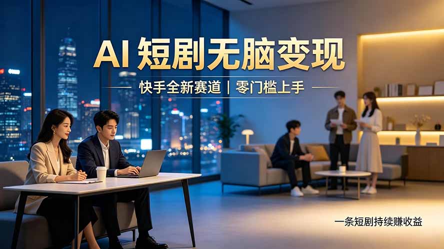 别乱找副业了，快手 AI 短剧零门槛长久被动增收-吾爱云课堂
