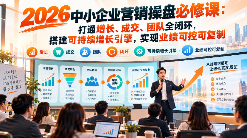 2026中小企业营销操盘必修课：打通增长、成交、团队全闭环，搭建可持续增长引擎，实现业绩可控可复制-吾爱云课堂