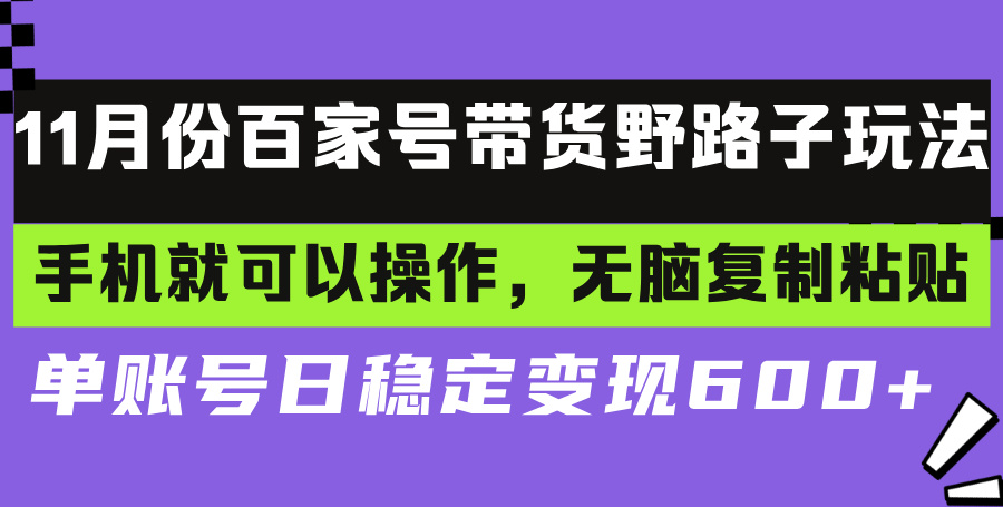 百家号带货野路子玩法 手机就可以操作,无脑复制粘贴 单账号日稳定变现...-吾爱云课堂