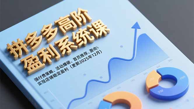 拼多多高阶盈利系统课，强付费策略、活动爆破、首页推荐，实现店铺稳定盈利(更新12月-吾爱云课堂