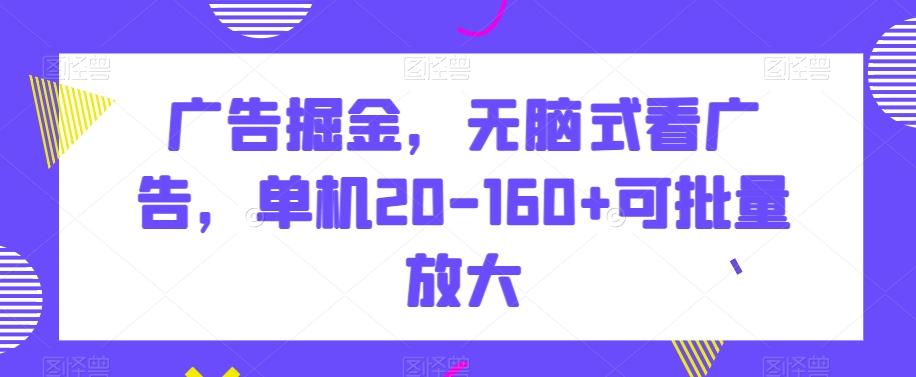 广告掘金,无脑式看广告,单机20-160+可批量放大【揭秘】-吾爱云课堂