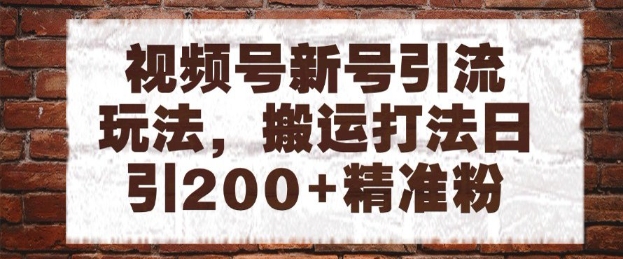视频号新号引流玩法,搬运打法日引200+精准粉,可矩阵放大【揭秘】-吾爱云课堂