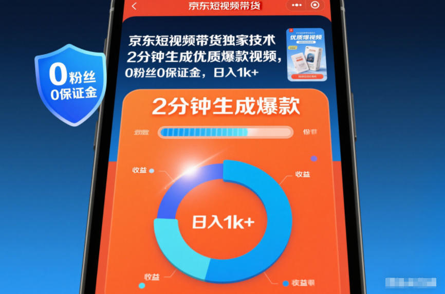 京东短视频带货独家技术,2分钟生成一条优质爆款视频,0粉丝0保证金,日入1k+【揭秘】-吾爱云课堂