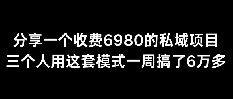 分享一个外面卖6980的私域项目三个人用这套模式一周搞了6万多【揭秘】-吾爱云课堂