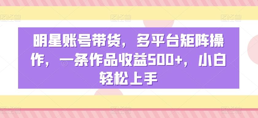 明星账号带货，多平台矩阵操作，一条作品收益500+，小白轻松上手【揭秘】-吾爱云课堂