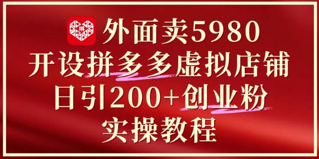 外面卖5980开设拼多多虚拟店铺:单日引流200+创业付费粉实战教程-吾爱云课堂