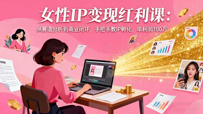 女性IP变现红利课:从赛道分析到商业闭环,手把手教IP孵化,年利润100万-吾爱云课堂