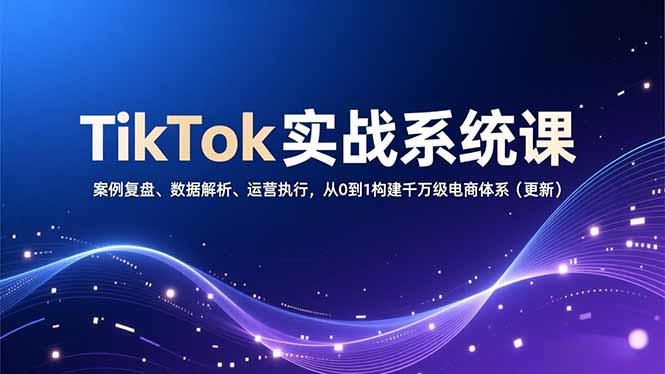 TikTok实战系统课，案例复盘、数据解析、运营执行，从0到1构建千万级电商体系(更新-吾爱云课堂