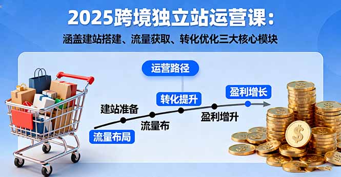 2025跨境独立站运营课:涵盖建站搭建、流量获取、转化优化三大核心模块-吾爱云课堂