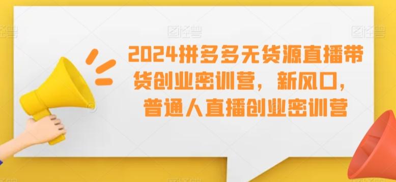 2024拼多多无货源直播带货创业密训营,新风口,普通人直播创业密训营-吾爱云课堂