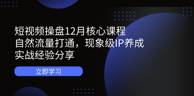 短视频操盘12月核心课程:自然流量打通,现象级IP养成,实战经验分享-吾爱云课堂