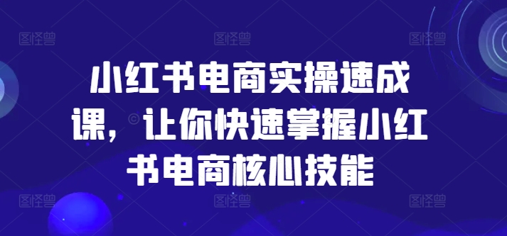 小红书电商实操速成课，让你快速掌握小红书电商核心技能-吾爱云课堂