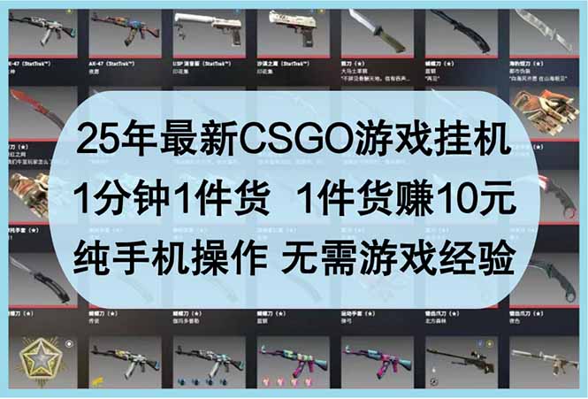 25年最新CSGO游戏挂机,1分钟1件货,1件货赚10元 纯手机操作 无需游戏经验-吾爱云课堂