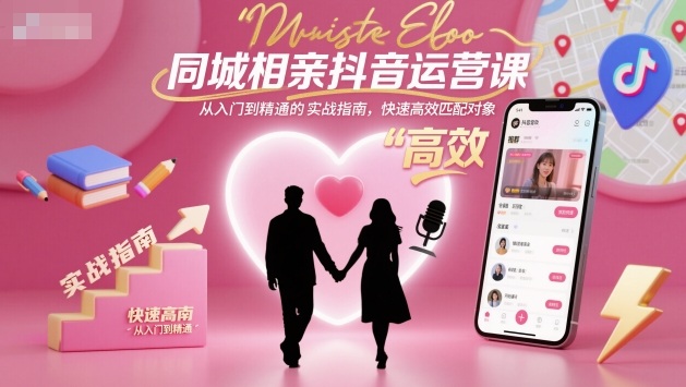 同城相亲抖音运营课，从入门到精通的实战指南，快速高效匹配对象-吾爱云课堂