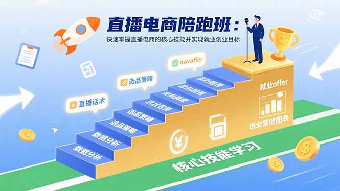 直播电商陪跑班:快速掌握直播电商的核心技能并实现就业/创业目标-吾爱云课堂