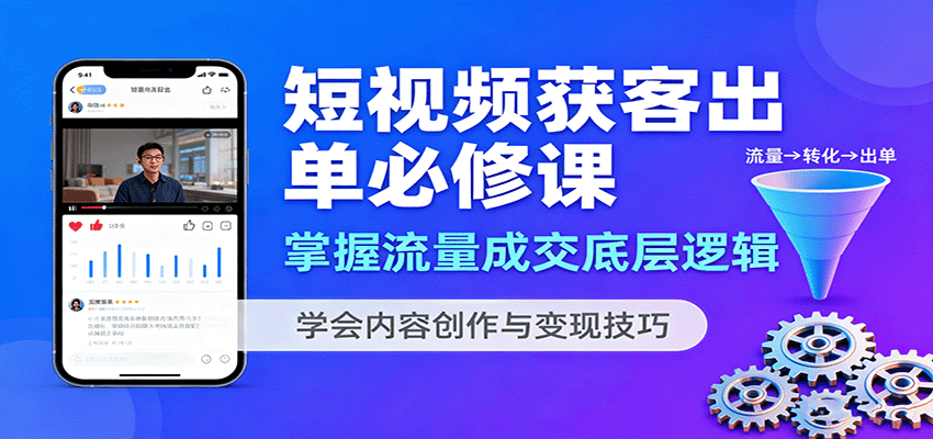 短视频获客出单必修课：掌握流量成交底层逻辑，学会内容创作与变现技巧-吾爱云课堂