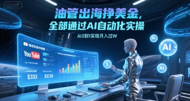 油管出海挣美金,全部通过AI自动化实操,从0到1实现月入过W-吾爱云课堂