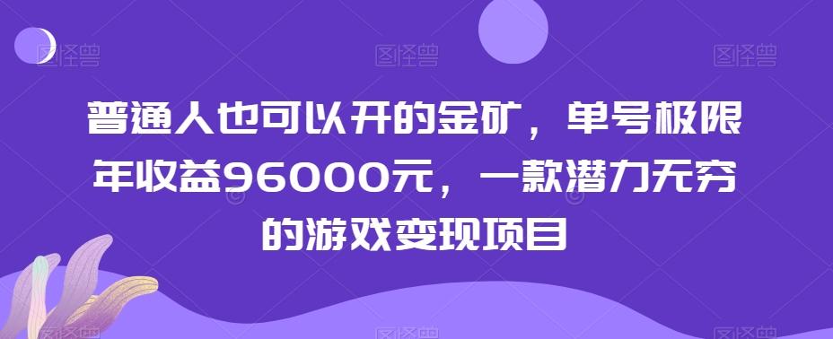 普通人也可以开的金矿,单号极限年收益96000元,一款潜力无穷的游戏变现项目【揭秘】-吾爱云课堂