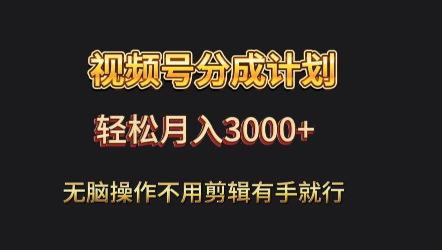 视频号流量分成,不用剪辑,有手就行,轻松月入2000+-吾爱云课堂