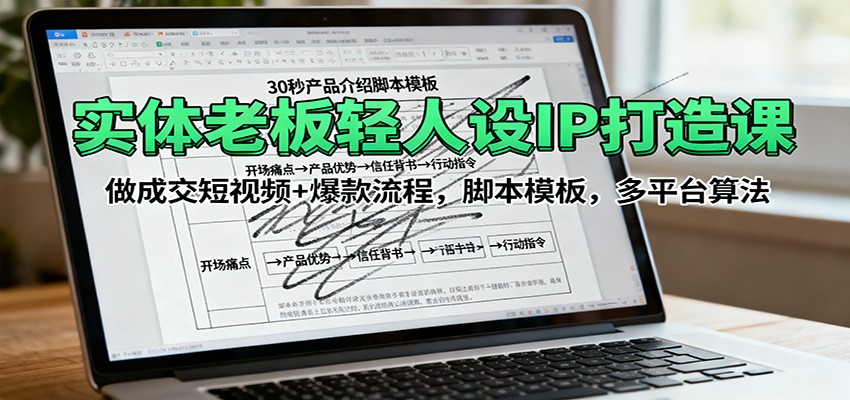 实体老板轻人设IP打造课:做成交短视频+爆款流程,脚本模板,多平台算法-吾爱云课堂