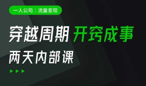 一人公司:流量变现课,一人公司的方法模型拆解, 拆解富人思维,流量思维,小老板思维等-吾爱云课堂