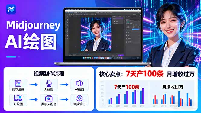 AI绘图照片开口说话视频制作:Midjourney+数字人,7天产100条月增收过万-吾爱云课堂