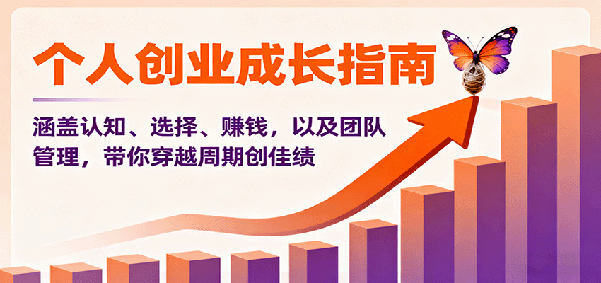 个人创业成长指南:涵盖认知、选择、赚钱,以及团队管理,带你穿越周期创佳绩-吾爱云课堂