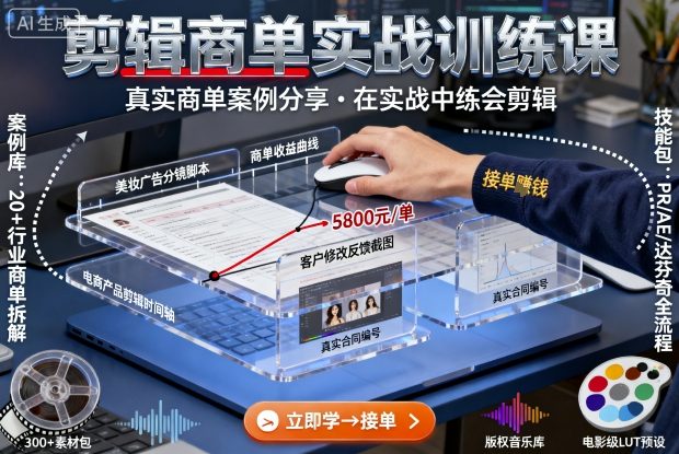 剪辑商单实战训练课,真实商单案例分享,在实战中练会剪辑-吾爱云课堂