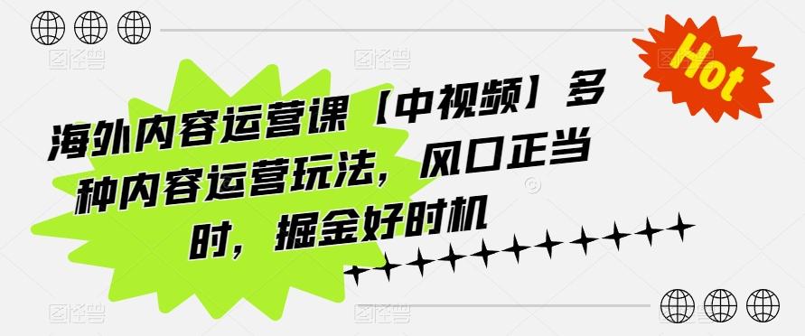 海外内容运营课【中视频】多种内容运营玩法,风口正当时,掘金好时机-吾爱云课堂