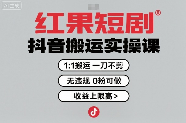 红果短剧拉新之抖音搬运实操课,1:1搬运,一刀不剪,无违规,0粉可做,收益上限高-吾爱云课堂