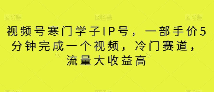 视频号寒门学子IP号,一部手价5分钟完成一个视频,冷门赛道,流量大收益高【揭秘】-吾爱云课堂