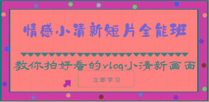 情感小清新短片全能班-教你拍好看的vlog小清新画面(30节课)-吾爱云课堂