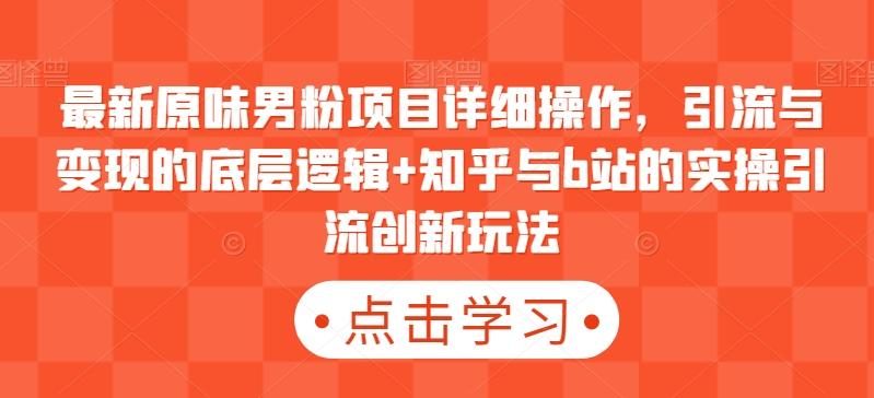 最新原味男粉项目详细操作,引流与变现的底层逻辑+知乎与b站的实操引流创新玩法-吾爱云课堂