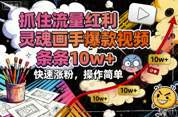 抓住流量红利,灵魂画手爆款视频,条条10w+,快速涨粉,操作简单-吾爱云课堂