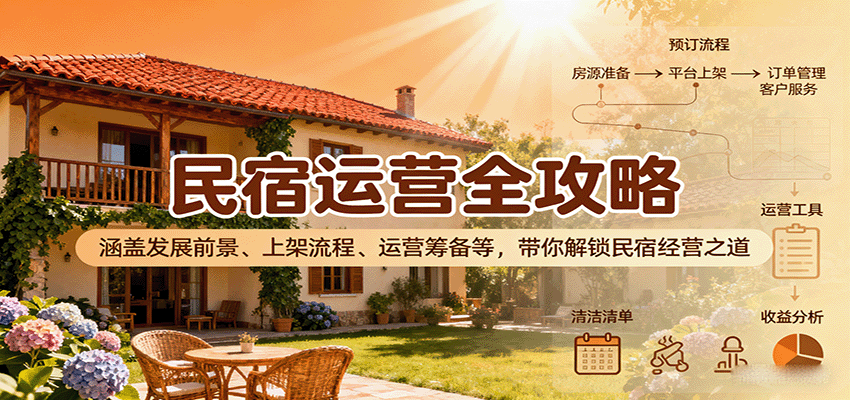 民宿运营全攻略:涵盖发展前景、上架流程、运营筹备等,带你解锁民宿经营之道-吾爱云课堂