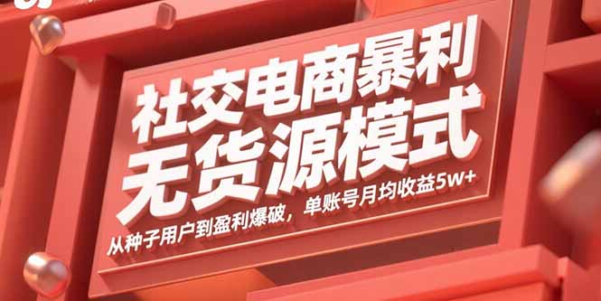 社交电商暴利无货源模式:从种子用户到盈利爆破,单账号月均收益5w+-吾爱云课堂