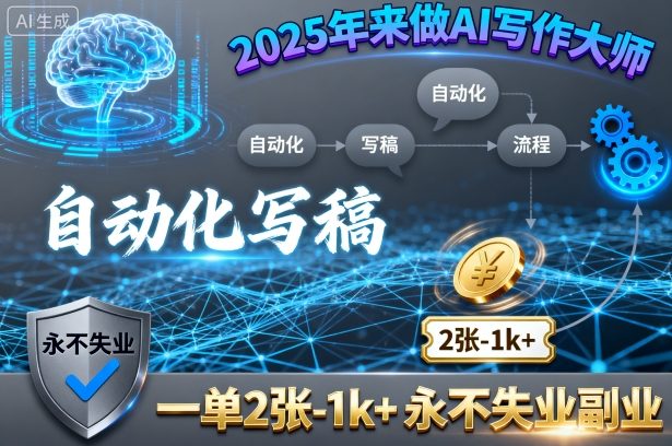 2025年来做AI写作大师,自动化写稿,一单2张-1k+,永不失业副业-吾爱云课堂