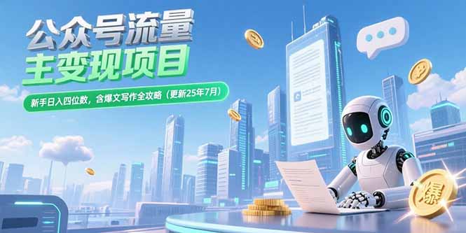 公众号流量主变现项目,新手日入四位数,含爆文写作全攻略(更新25年7月-吾爱云课堂