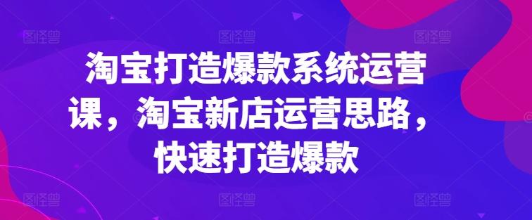 淘宝打造爆款系统运营课,淘宝新店运营思路,快速打造爆款-吾爱云课堂
