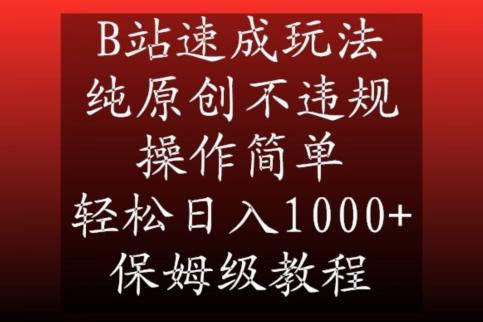 B站速成玩法,纯原创不违规,操作简单,轻松日入1000+,保姆级教程【揭秘】-吾爱云课堂
