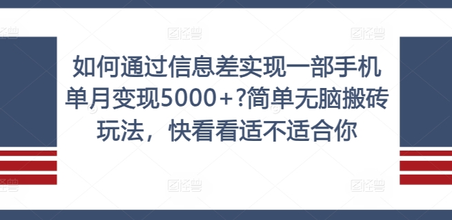 如何通过信息差实现一部手机单月变现5000+?简单无脑搬砖玩法,快看看适不适合你【揭秘】-吾爱云课堂