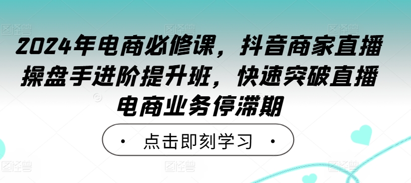 2024年电商必修课,抖音商家直播操盘手进阶提升班,快速突破直播电商业务停滞期-吾爱云课堂