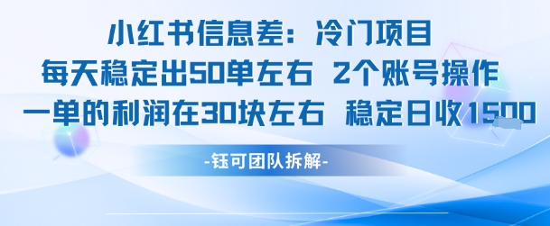 小红书信息差冷门项目一单利润30块每天稳定1.5k左右2个账号操作-吾爱云课堂