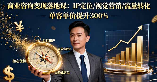 商业咨询变现落地课:IP定位/视觉营销/流量转化,单客单价提升300%-吾爱云课堂
