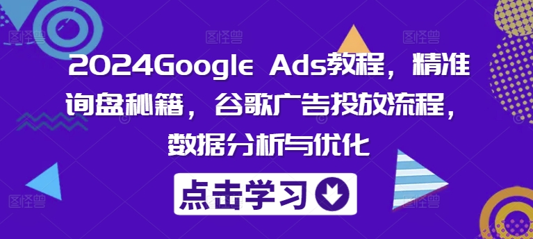 2024Google Ads教程，精准询盘秘籍，谷歌广告投放流程，数据分析与优化-吾爱云课堂