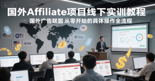 国外Affiliate项目线下实训教程,国外广告联盟从零开始的具体操作全流程-吾爱云课堂